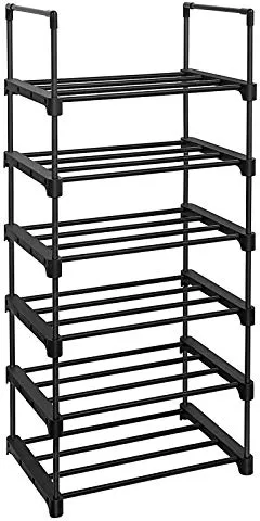 SONGMICS skohylde, m. 6 hylder - sort jern
